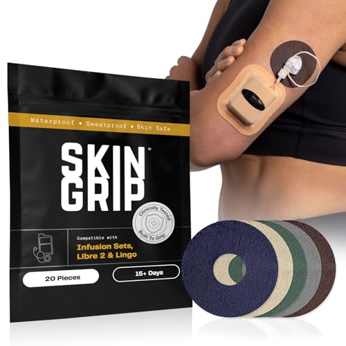 Image of Skin Grip Universal Adhesive Patches for CGM and Insulin Pumps with Cutout (20-Pack) 0.8-Inch Hole, Waterproof & Sweatproof for 10-14 Days, Glucose Monitor Patch, Diabetic Sensor Cover, Basics Pack