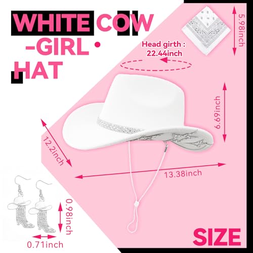 Image of SHENYI Cowgirl Hat and Bandana and Heart Sunglasses Glitter Rhinestone Star Cowboy Hat Western Sparkly Hats for Women Men