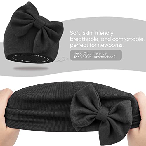 Newborn Baby Girl Hats with Bow Cotton Toddler Infant Beanie Cap Newborn Hospital Hats for Baby Girl Kid 0-24 Months2