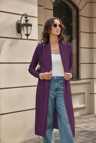 Image of GRACE KARIN Essential Solid Open Front Maxi Long Knitted Cardigan Sweater for Women