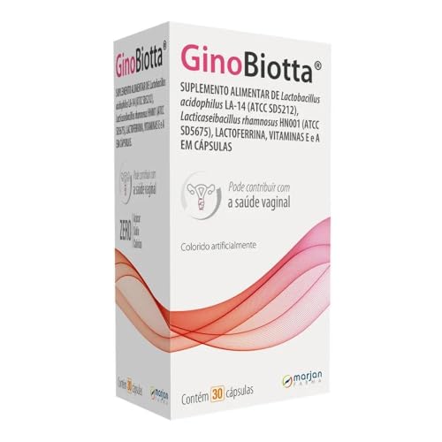 GinoBiotta, Suplemento Probiótico com Lactobacillus, Lactoferrina e Vitaminas para Saúde Vaginal, 30 Cápsulas