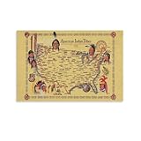 poster Native American Tribes Map, Pre-Columbian Indigenous Peoples of North America, Historical Wall Art Poster for Study, Library or Classroom(Unframed,12x18inch(30x45cm))