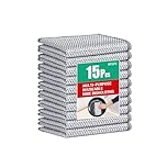 BTIFU 15 Pcs Multipurpose Non Scratch Wire Dishcloth, Reusable Wire Dishwashing Rag, Wet and Dry Silver Mesh Dishcloth for Kitchen Cleaning, Sinks, Dishes, Stoves (20 x 20 cm)