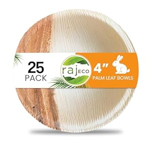 Raj Disposable Palm Leaf Bowls for Bunnies (25 Count, 4″ Bowls) Compostable Bowls Like Bamboo Bowls Disposable Bunny Chew Toys | All-Natural Safe & Chewable Treat Dish for Rabbits & Bunnies