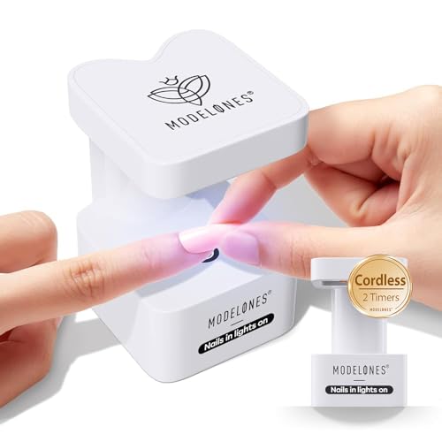 Image of Modelones Mini UV Light for Gel Nails Flash Curing 2 Timers Milky White