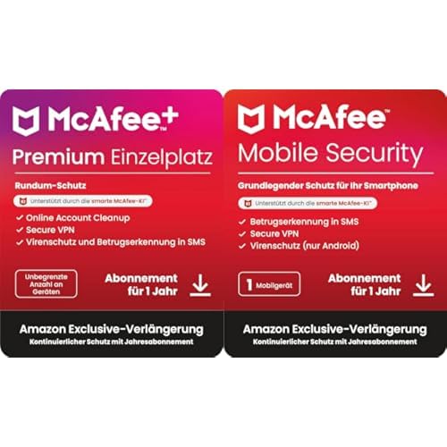 McAfee+ Premium– Einzelperson & McAfee Mobile Security | 12 Monate|