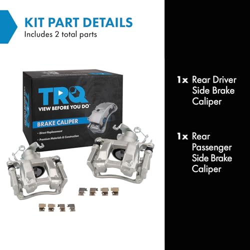 Image of TRQ Rear Brake Caliper Set Zinc Coated Brackets Hardware Compatible with 2015-2019 Ford Transit-150 Transit-250 Transit-350 Transit-350 HD