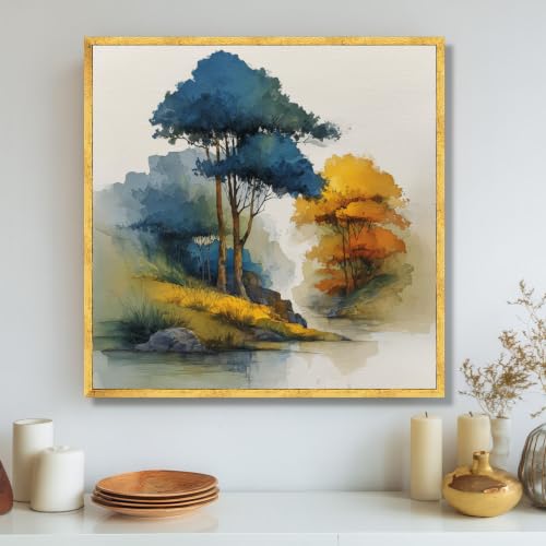 Toile aquarelle d'arbres pour illuminer un mur blanc terne