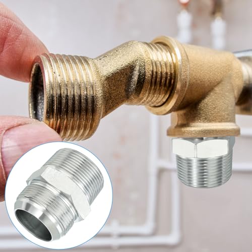 Image of PATIKIL Pipe Adapter Connector 1-7 /8 inch Male 74 Flare JIC x 1-1 /2 inch Male R Pipe Fitting Oil Feed Restrictor Fitting Hydraulic Connector for Oil Steam Water Pipelines System