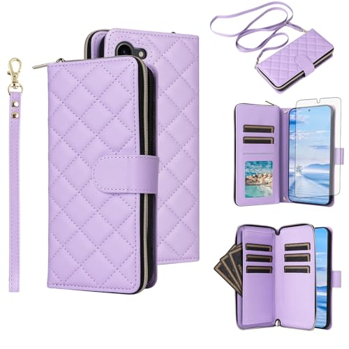 Coque Samsung S23 Plus Asuwish Étui Portefeuille Zippé avec Verre Trempé