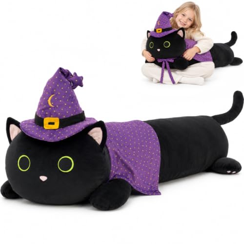 Image of MaoGoLan 44 inch Black Cat Stuffed Animal, Halloween Cat Body Pillow Gift Decor