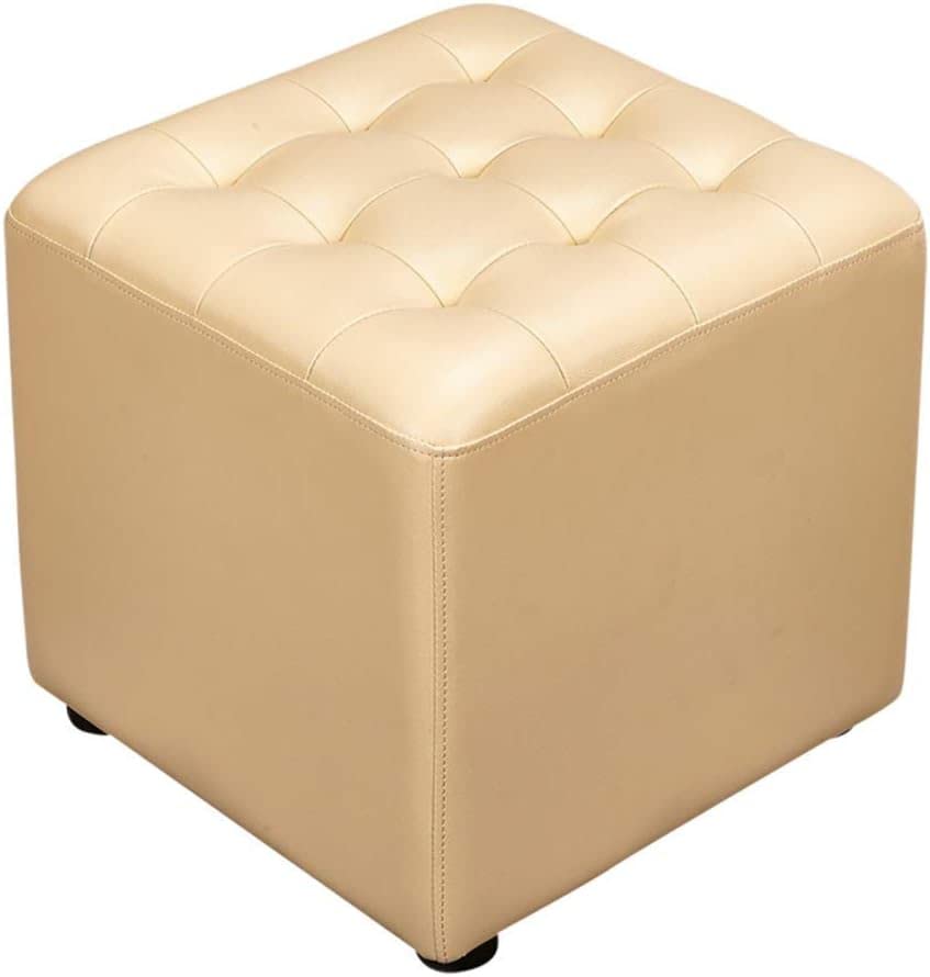 Pouf Repose-Pieds Cuir Soulager Jambes Petit Banc Bois Massif Noir