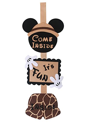 Mouse Safari Birthday Door Sign, Animal Safari Party Decorations Kid's Birthday Party Baby Shower for Boy & Girl- Come Inside Its Fun Inside