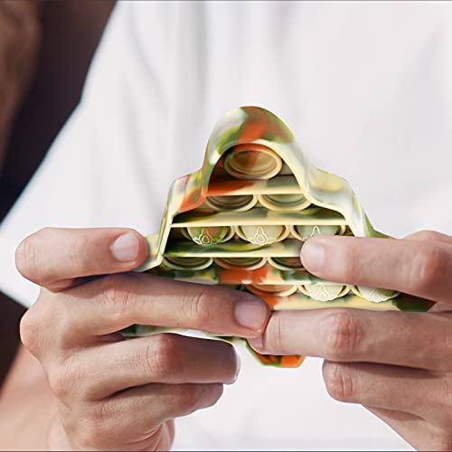 Nihealth Fidget Pack 2Pcs Push Pop Bubble Fidget Sensory Fidget Toys For Stress Relief Bubble Popper Fidget Toy, Silicone Squeeze Toy For Kids Adults (Camo Colors T-Rex Dinosaur + Fighter Jet) #TOP3