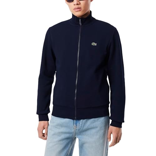 Lacoste Men's Regular Fit Brushed Fleece Zippered Sweatshirt, Marine, XXL