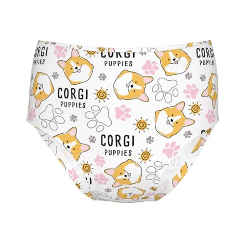 Smiling Corgi Puppies Girls' Underwear Soft Cotton Little Girls Panties Comfort Briefs