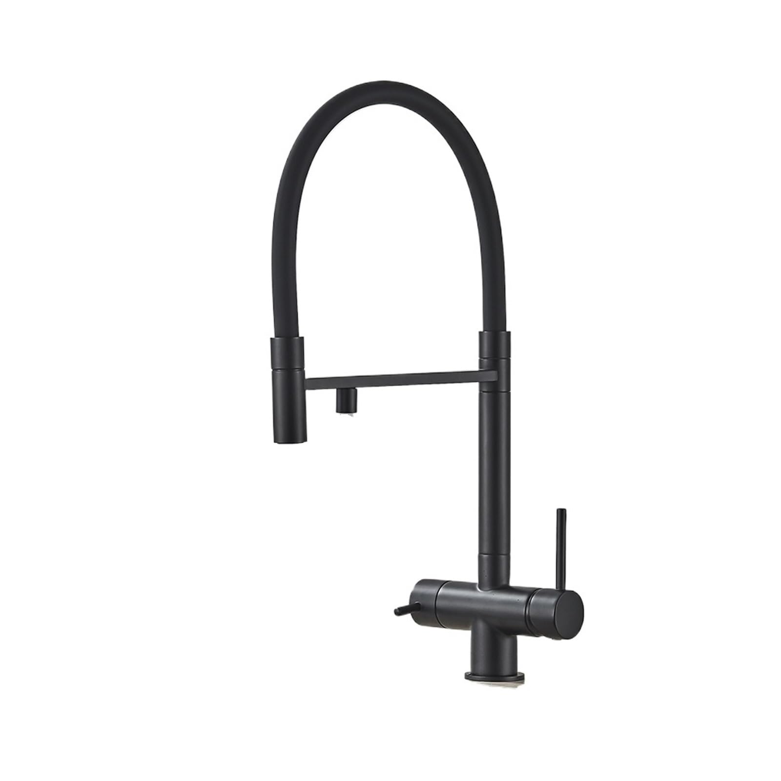 Kitchen Water Filter Faucet Dual Spout Pure Drinking Water Mixer Tap Rotation Water Purification Feature Taps Kitchen Crane(Matte Black A)