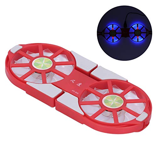 Ventilador de enfriamiento para computadora, disipador de calor telescópico con gran volumen de aire, base plegable para notebook con luz LED azul, para oficina y uso doméstico (Rojo) miniatura 4