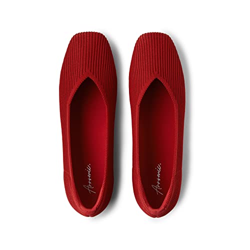Arromic Flats Shoes for Women, Square Toe Ballet Flats Shoes, Washable Comfortable Knit Flats for Women, Soft Slip on Black Flats for Dressy Wedding Work Office Casual Size 82