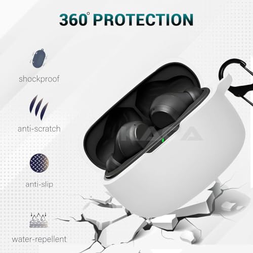 Image of LIRAMARK Silicone Cover Case with Carbiner Compatible with JBL Wave Beam /JBL Vibe Beam (White)