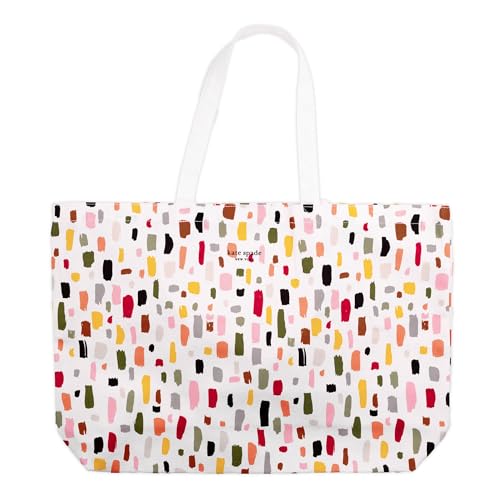 kate spade new york Sacola grande de lona para mulheres, linda bolsa para trabalho ou professor, bolsa de praia de lona, bolsa de livro com bolso, traços pintóricos, Traços pintóricos