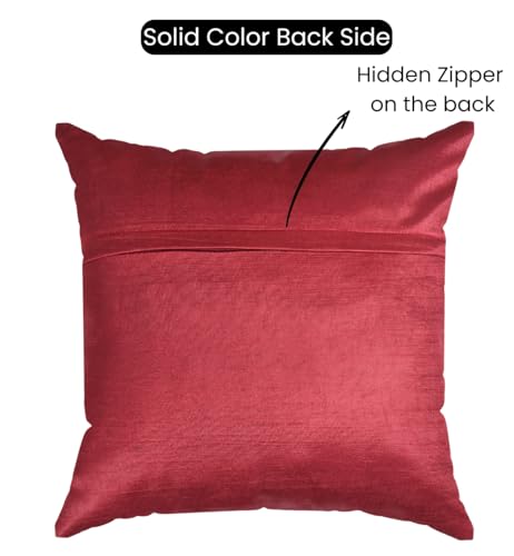 Image of DEVSANG Foil Velvet Cushion Covers 12 inch x 12 inch Set of 5 pc, Maroon
