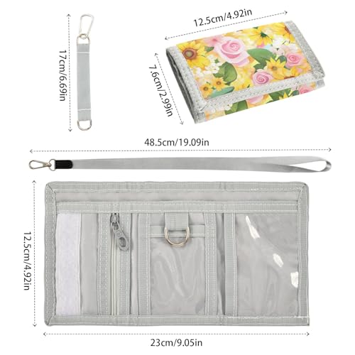 ALAZA Kids Wallets for Boys Girls Toddler Trifold Wallet Children Small Sunflower Rose with Zipper Coin Pocket3