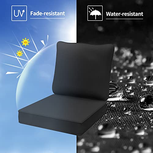 Aaaaacessories Outdoor Deep Seat Cushions For Patio Furniture, Water-Resistant Replacement Patio Chair Cushions, 24 X 24 X 5 Inch, Black #TOP2