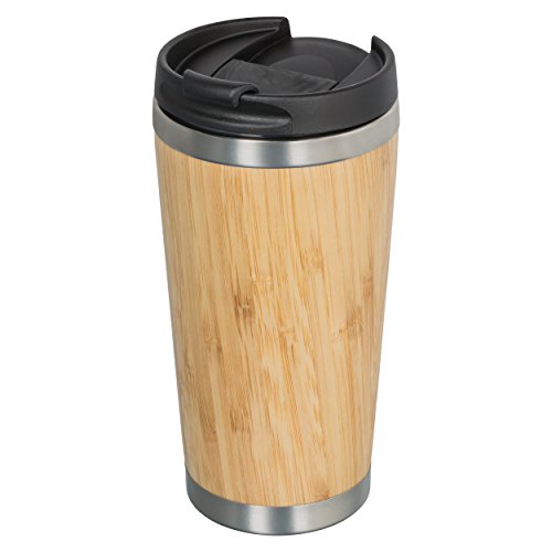 Vaso de bambú con tapa 350 ml taza de café para llevar con tapa, pequeño taza térmica reutilizable para coche, taza de café de acero inoxidable