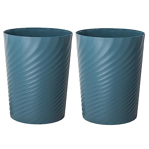 Image of Plastic Small Bathroom Trash Can Wastebasket Garbage, Bluish Green, 2 Pack | Sturdy-Easy to Clean, Bathroom, Laundry Room, Kitchen, Office, Kids Room, Dorm, Bedroom, 1.8 Gallon