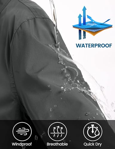 Image of Little Donkey Andy Men's Waterproof Mid-Length Trench Coat, Lightweight Long Rain Coat, Single Breasted Overcoat