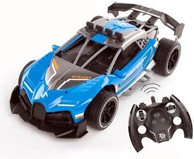 Remote Control Stunt Car - High Speed Off-Road RC Vehicle With Lights for Kids (Bugatti 1:16 Spray Car), Blue