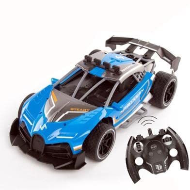 DROPANY Remote Control Stunt Car - High Speed Off-Road RC Vehicle With Lights for Kids (Bugatti 1:16 Spray Car), Blue