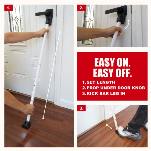 SECURITYMAN Adjustable Door Security Bar - Constructed of High Grade Iron - Great for Apartment Security or Home Protection Door Stoppers -(22.25” - 43.7” for Doors) (22.25” - 39.25” for Patio), White