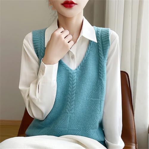 Women's V-Neck Cashmere Vest Simple Wool Knit Sleeveless Pullover2