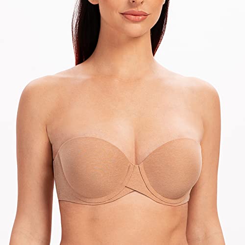 Image of MELENECA Women's Push Up Strapless Bra Padded Underwire Stay Put Lift