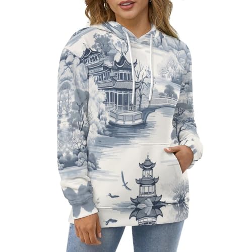 Pull à capuche imprimé 3D avec poches style décontracté - 2