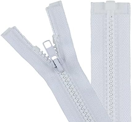 DIKAAFU #5 35 Inch Separating Jacket Zippers for Sewing Coats Jacket Zipper White Molded Plastic Zippers Bulk for Garment,Home Sewing Projects (2pc,White)
