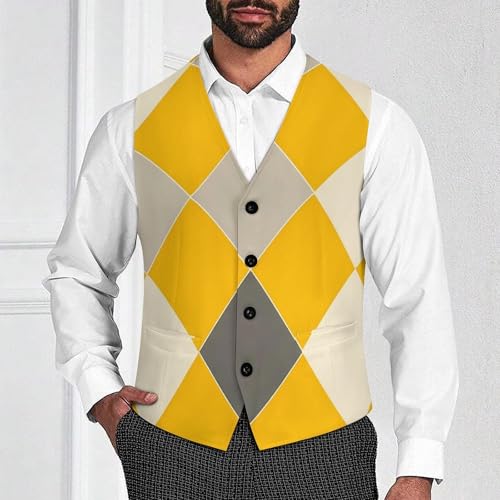 Harlequin Vintage Or Argyle Men's Suit Vest Slim Fit Business Dress Party Pattern Waistcoat Vest Top2