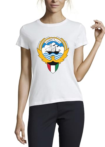 T-shirt emblème Koweït coton blanc femme cadeau culturel original