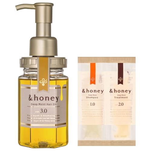 [Genuine Product] &honey Deep Moist Hair Oil 100mL/ 3.38 Oz Sulfate-Free Moisturizing Hair Oil for Dry Hair |Unique Blend of Honeys & Argan Oil for Shine Hydrated Hair Japanese Hair Care