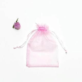 ORGEFY Lote de 50 Bolsas de Organza con cordón de 7 x 9 cm, 9 x 12 cm, 10 x 15 cm y 13 x 18 cm para empaquetar Joyas, Fiestas y Regalos, Color Rosa, 13 x 18 cm.
