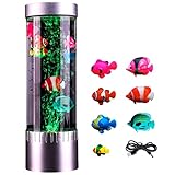 Artificial Fish Tank with Moving Fish Bubble Fish Lava Lamp Fake Aquarium Toy Night Light for Kids Adult