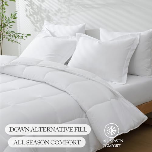 Image of HIG 3pc White King Size Bedding Comforter Set Duvet Insert Blanket