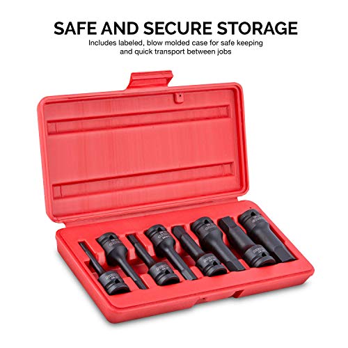 Neiko 01137B 1/2-Inch-Drive Allen Socket Set, 3-Inch Length, 1/2-Inch Impact Hex-Bit Socket Set, Sae Hex Driver 1/4" To 3/4", Crmo Steel, Impact-Grade, 8-Piece Set #TOP4