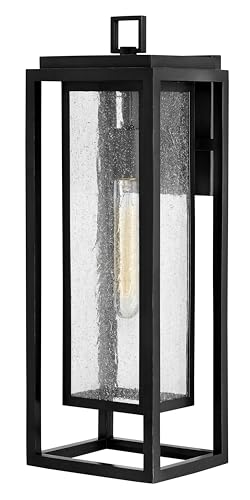 Hinkley Republic 1005BK Large Outdoor Wall Mount Lantern - Transitional/Modern, Double Frame Design, Composite, Anti-Fading - Black Finish