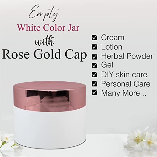 Image of Zenvista Empty White Cosmetics Jar with Rose Gold Cap for Cream- 50gm[ZMJ16][Pack of 3 ]