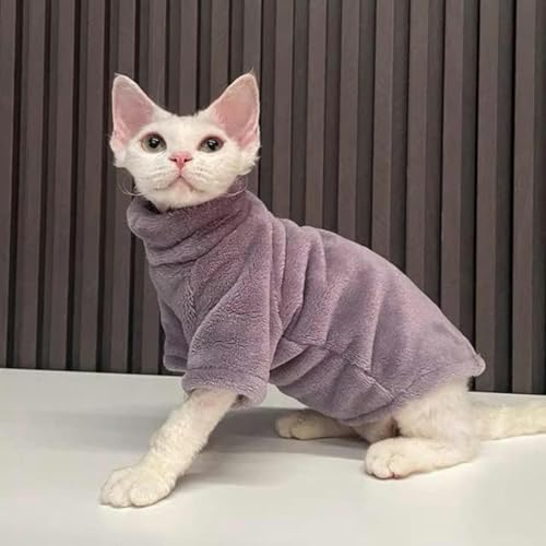 MOKATES Vêtements d'hiver pour chat Sphinx chaud à capuche pour animaux de compagnie Manteau épais Costume Chaton Chihuahua Automne Double Face Plus Velours-M