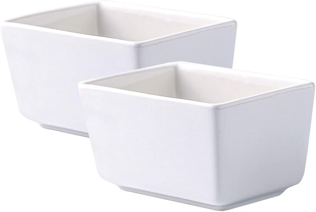 2pcs Pure White Porcelain Sugar Packet Holder Tea Bag Bowl, 5 Oz