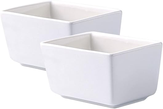 Sizikato 2pcs Pure White Porcelain Sugar Packet Holder Tea Bag Bowl, 5 Oz